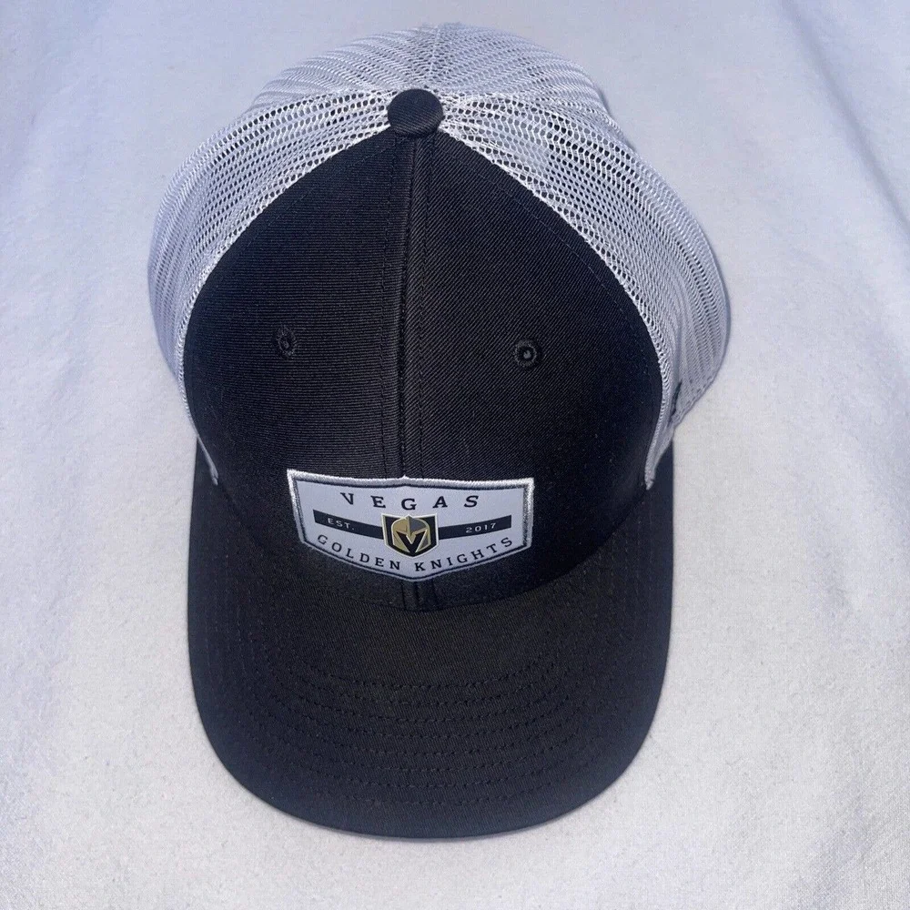 Vegas Golden Knights NHL '47 Brand Black Adjustable SnapBack Back Hat White Mess - Picture 3 of 11